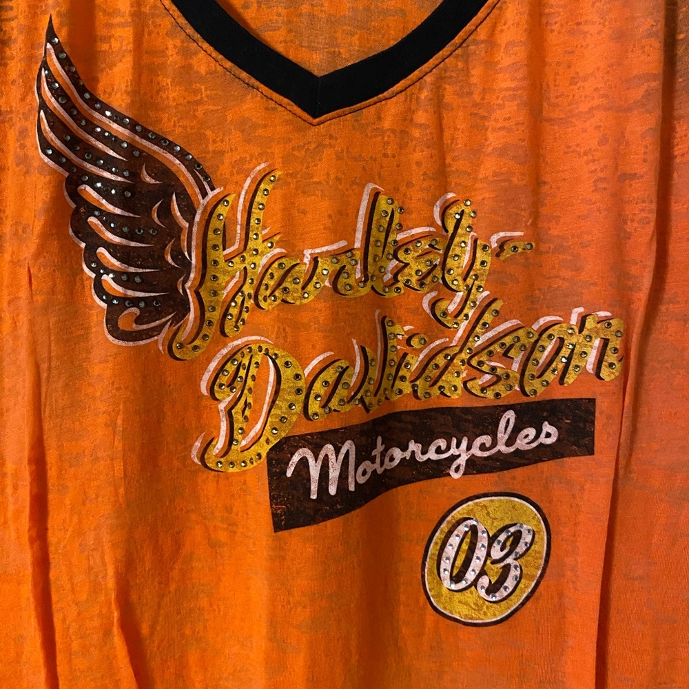 Harley-Davidson Graphic Raglan Tee Orange and Black - Picture 2 of 5
